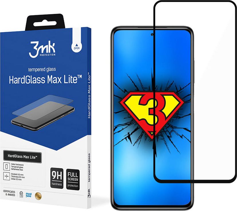 Защитное стекло 3MK Xiaomi POCO X3 GT Black - HardGlass Max Lite