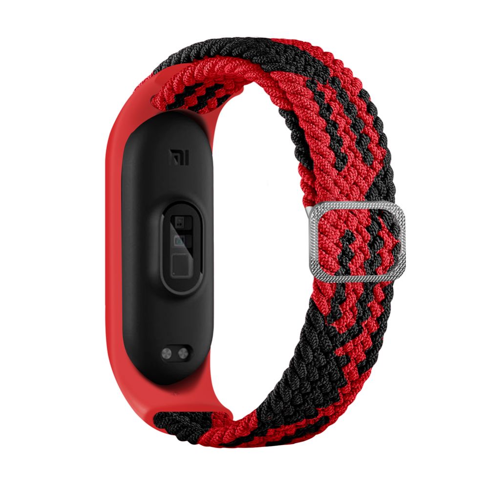 Rihm iLike  Mi Band 3/4/5/6 Braided Fabric Strap Red Black