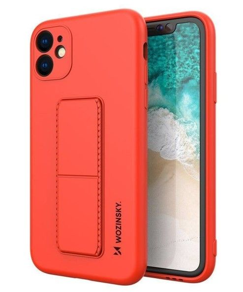 Back panel cover Wozinsky Apple Kickstand Case flexible silicone iPhone 11 Red
