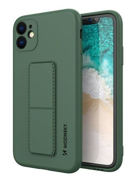 Чехол на заднюю панель Wozinsky Apple Kickstand Case flexible silicone  iPhone 11 Dark Green