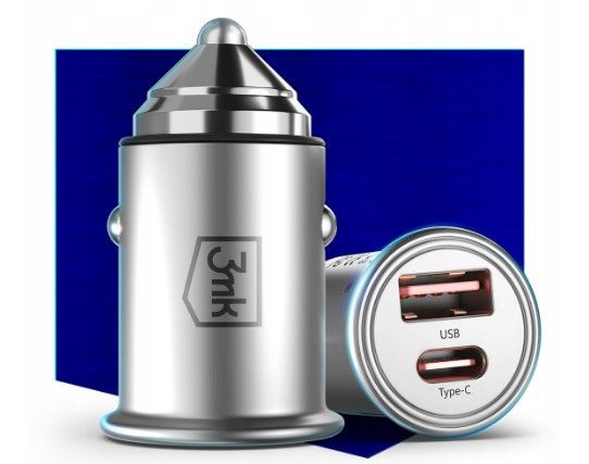 Auto charger 3MK  Hyper Car Charger Type-C + USB ports QC 4.0 + PD 30W