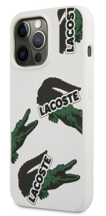 Чехол на заднюю панель Lacoste Apple iPhone 13 Pro Liquid Silicone Allover Pattern Case White