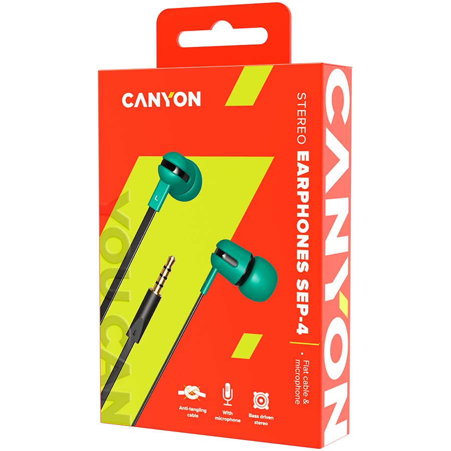 Проводные наушники Canyon  SEP-4 Stereo earphone with microphone 1.2m flat cabl