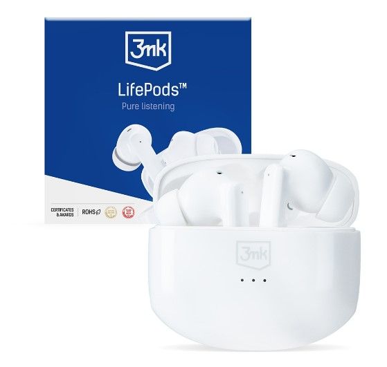 Juhtmevabad kõrvaklapid 3MK  LifePods Protection Bluetooth 5.3 ANC technology White