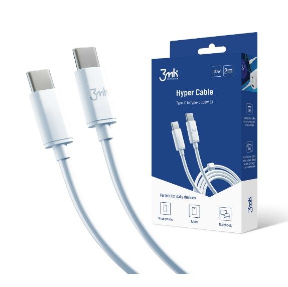 Kaabel 3MK  Hyper Cable Type-C to Type-C 2m 100W White