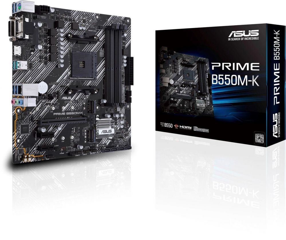 Материнская плата для процессоров Intel Asus  PRIME B550M-K Memory slots 4, Processor family AMD, Micro ATX, DDR4, Processor socket AM4, Chipset AMD B