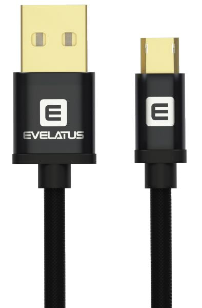 Kaabel Evelatus  Data cable Micro USB EDC02 dual side gold plated connectors Black