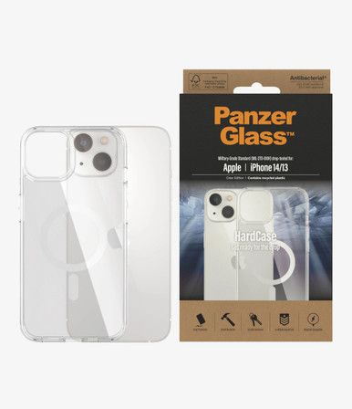 Tagakaaned PanzerGlass - HardCase MagSafe Compatible Back protection, Apple, iPhone 14/13, 100% Recycled Polyurethane (TPU), Clear