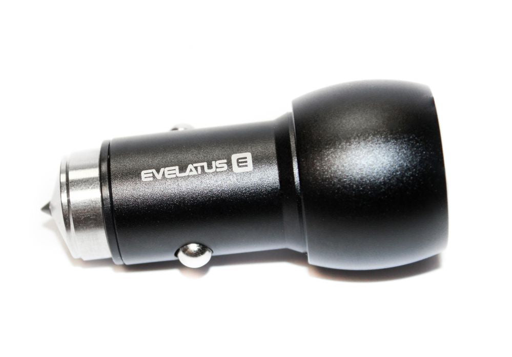 Авто зарядка Evelatus - Car Charger EC7DC01 BLACK 3.1A 2USB port with stainless steel escape tool Black