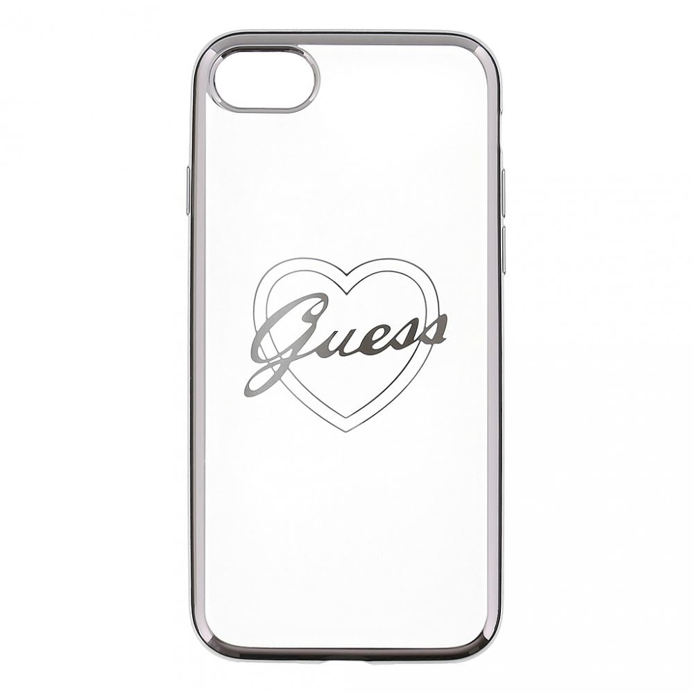 Back panel cover Guess Apple iPhone 7 / 8 Heart TPU case Silver