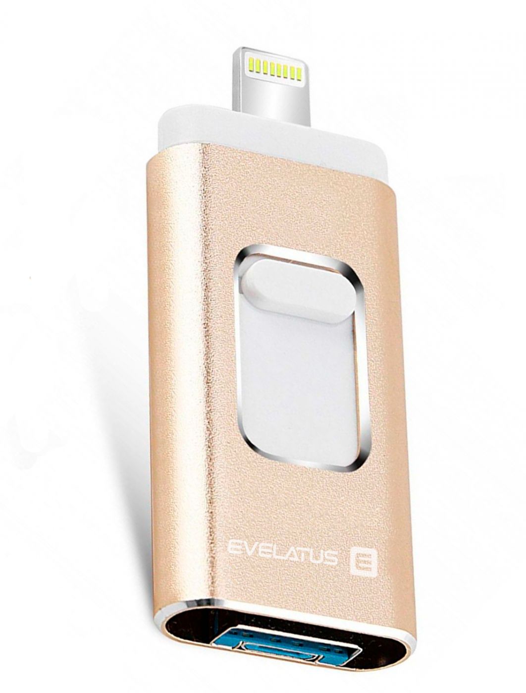 Flash drive Evelatus  USB Flash to Lightning 32GB 3in1  (USB, iPhone and Micro) Gold