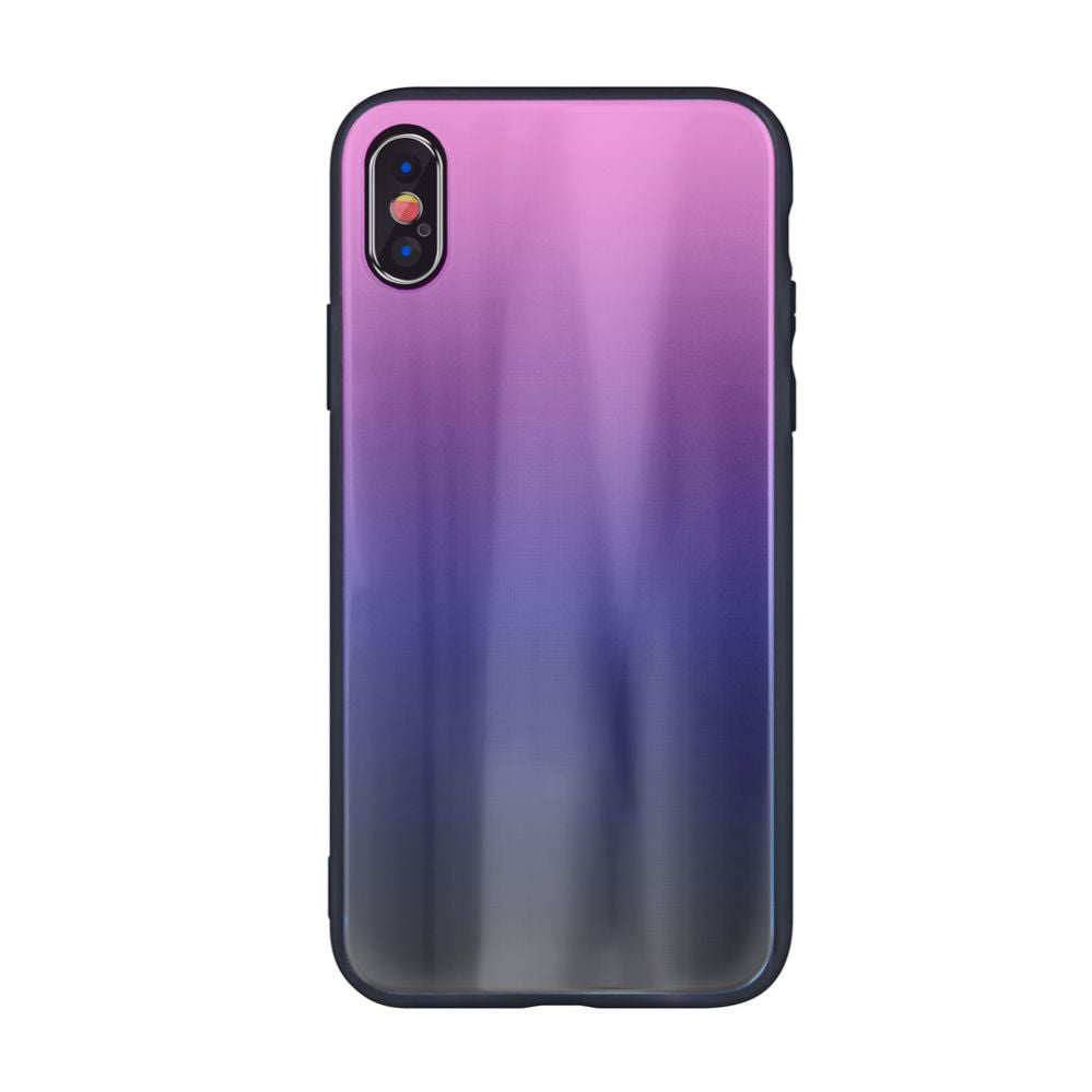 Чехол на заднюю панель iLike Apple iPhone XR Aurora Glass case Pink-Black