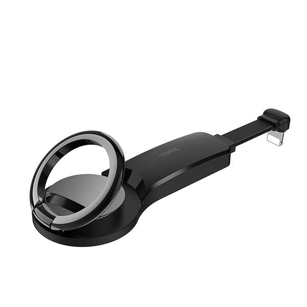 Üleminek Hoco  Lightning to 2 x Lightning + ring holder Black