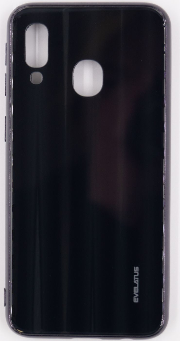 Чехол на заднюю панель Evelatus Samsung A40 Water Ripple Full Color Electroplating Tempered Glass Black