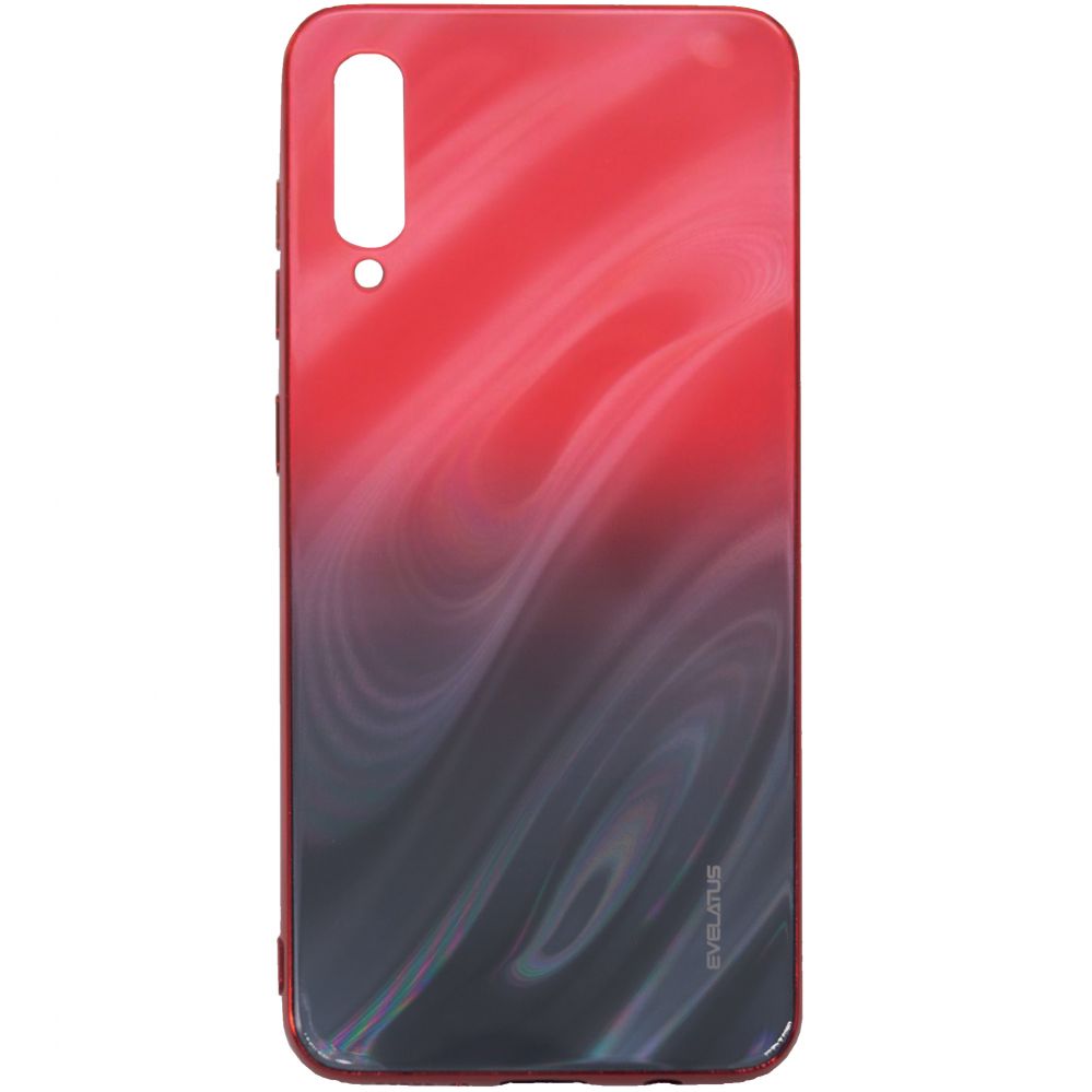 Back panel cover Evelatus Samsung Galaxy A50 Water Ripple Full Color Electroplating Tempered Glass Gradient Red-Black