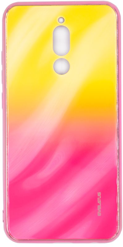Back panel cover Evelatus Xiaomi Redmi 8 Water Ripple Gradient Color Anti-Explosion Tempered Glass Case Gradient Yellow-Pink