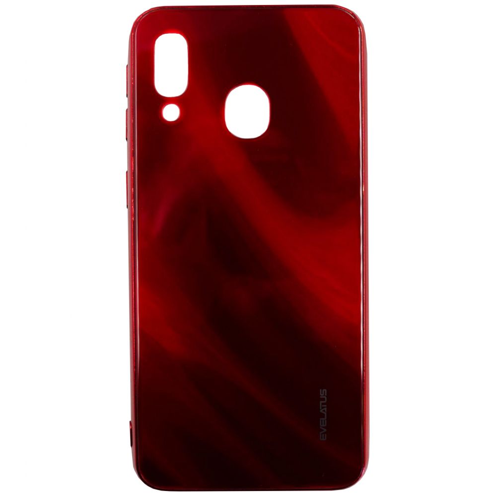 Чехол на заднюю панель Evelatus Samsung Galaxy A40 Water Ripple Full Color Electroplating Tempered Glass Case Red