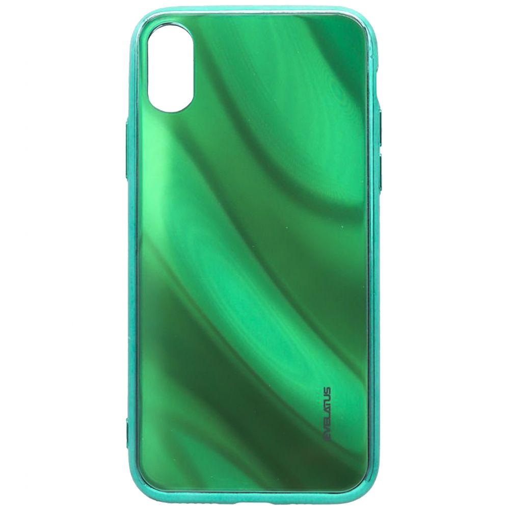 Чехол на заднюю панель Evelatus Apple iPhone X/XS Water Ripple Full Color Electroplating Tempered Glass Case Green