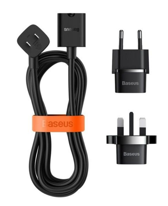 Adapter Baseus Universal PowerCombo cable / extension cord with mini power strip 1m black (EU and UK power adapter Black