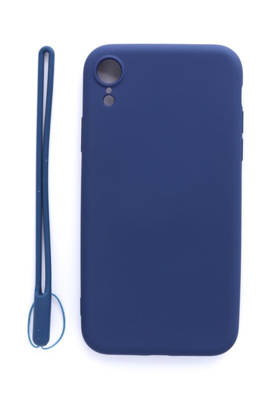 Tagakaaned Evelatus Apple iPhone XR Soft Touch Silicone Case with Strap Dark Blue