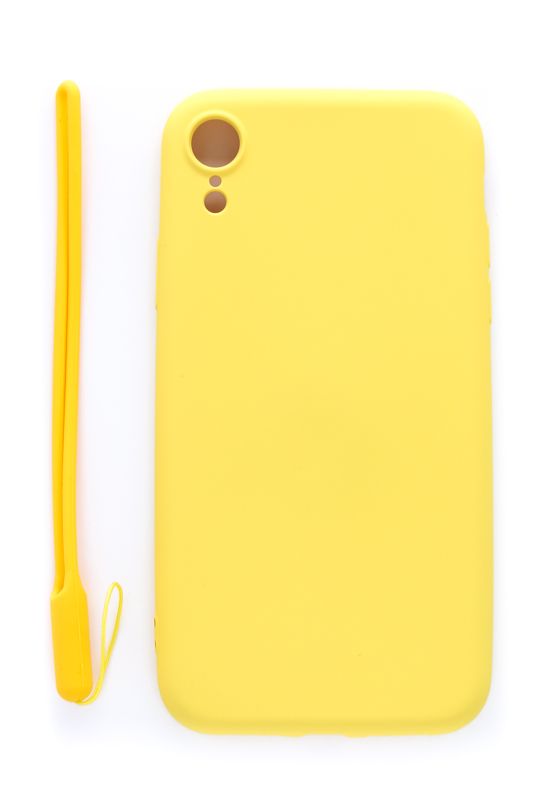 Tagakaaned Evelatus Apple iPhone XR Soft Touch Silicone Case with Strap Yellow