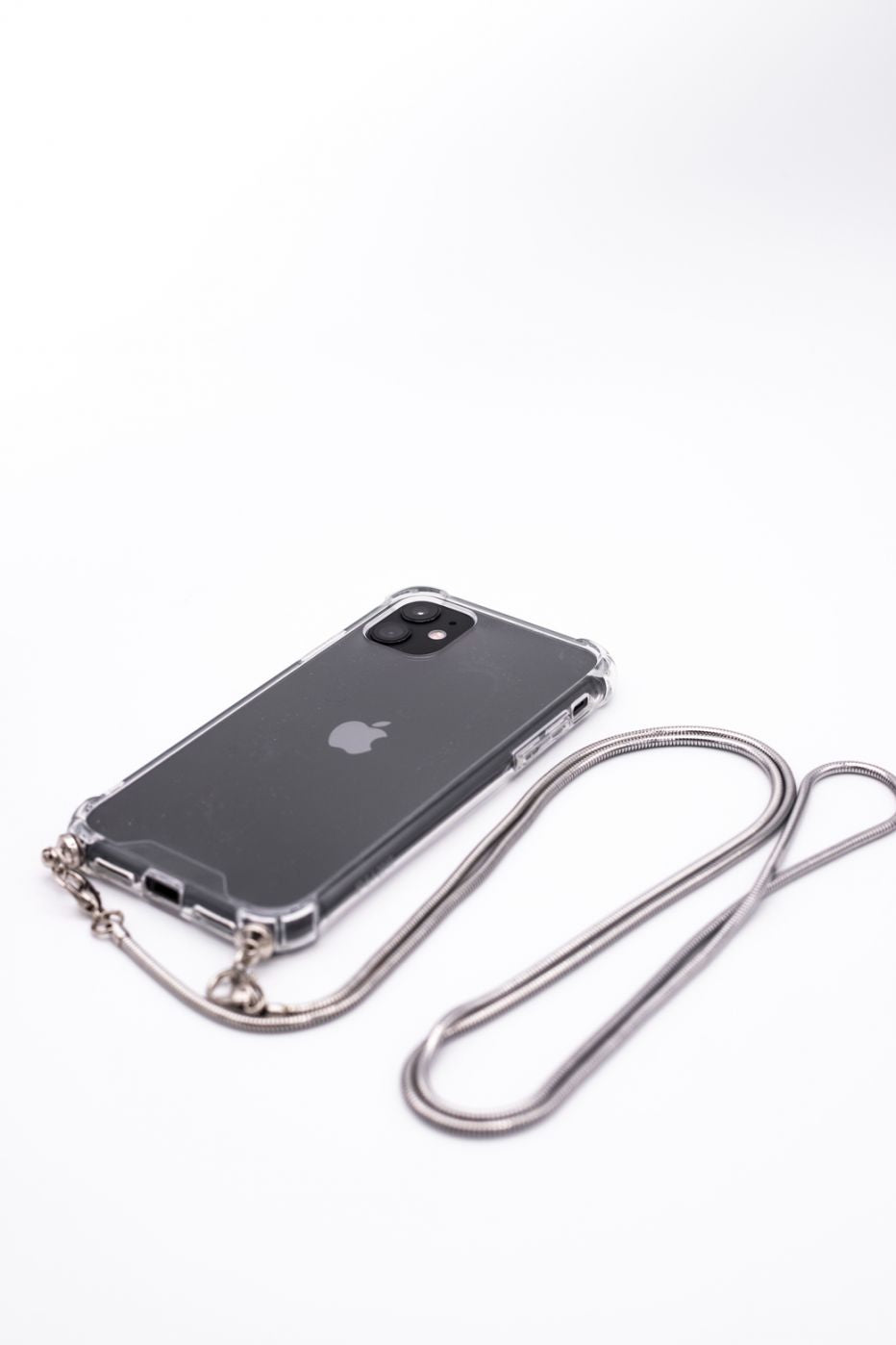 Tagakaaned Evelatus Apple iPhone 11 Pro Silicone Transparent with Necklace TPU Strap Silver