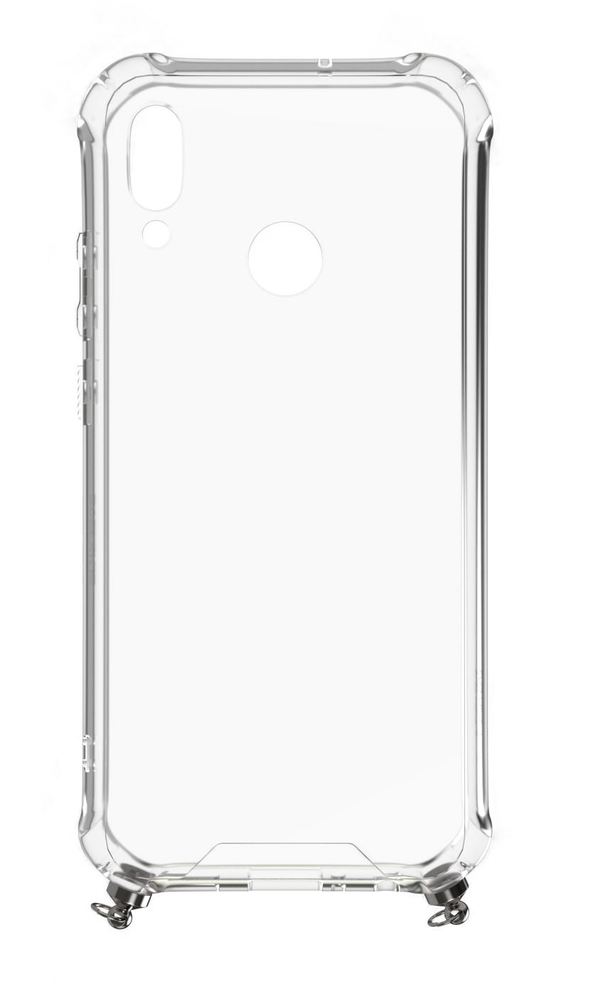 Tagakaaned Evelatus Huawei P Smart 2019 Silicone Transparent with Necklace TPU Strap Silver