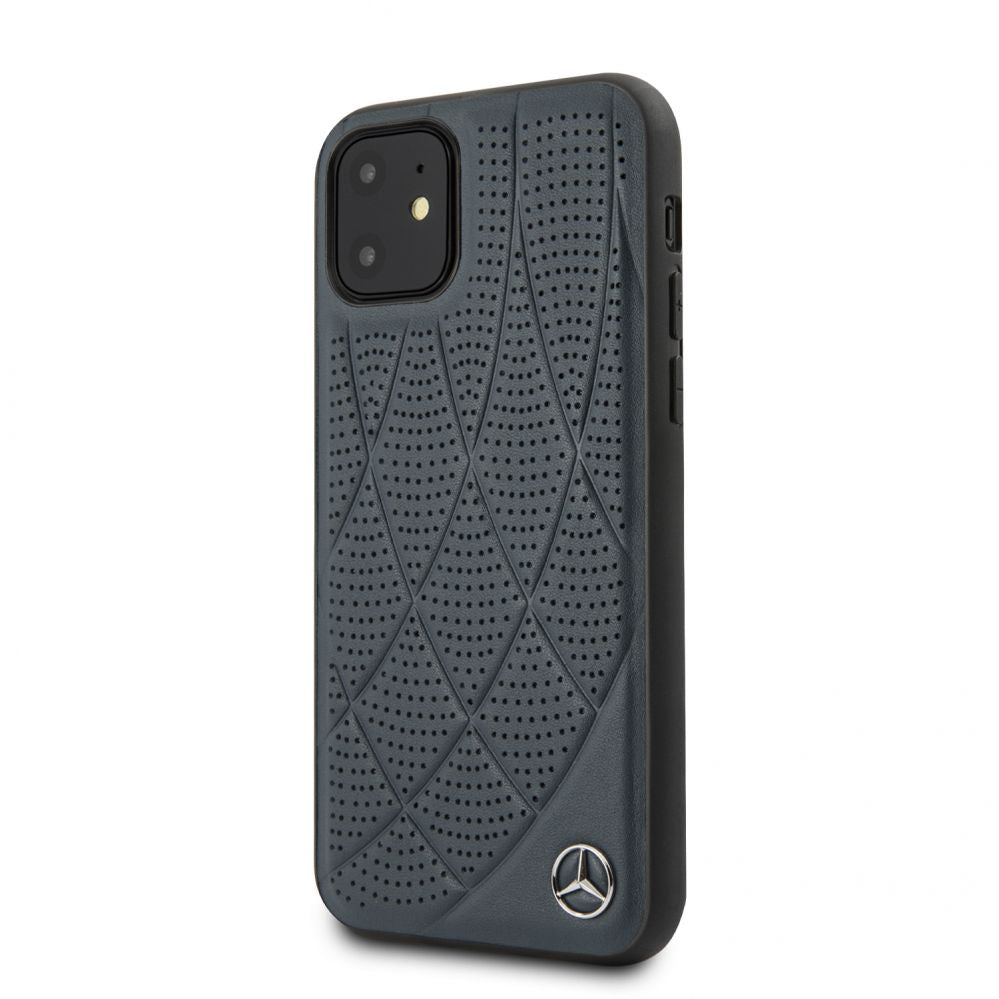 Tagakaaned Mercedes-Benz Apple iPhone 11 Quilted Genuine Leather Blue