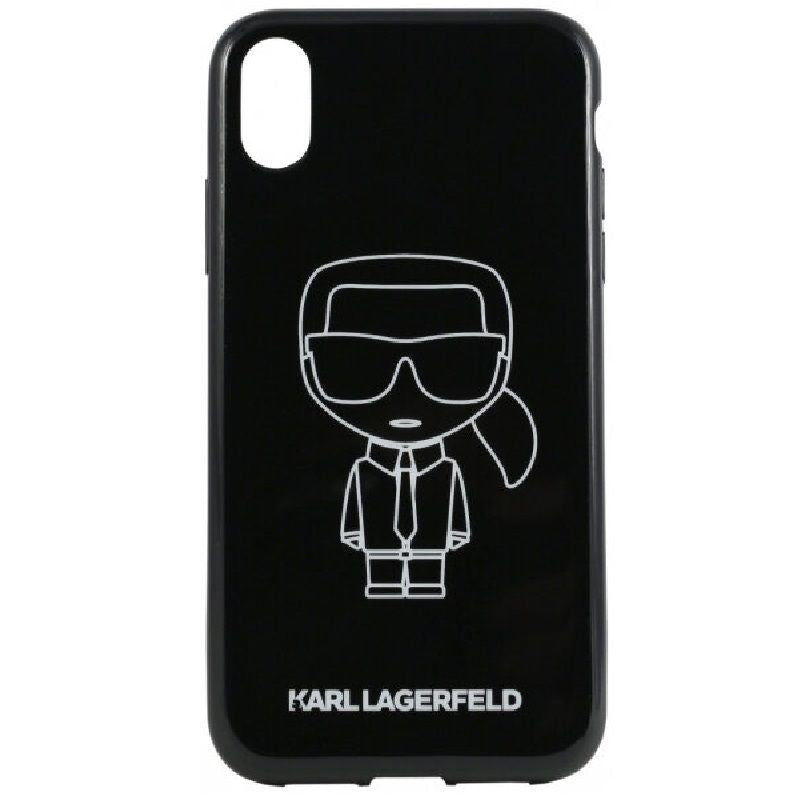 Tagakaaned Karl Lagerfeld  iPhone XR PC/TPU Glitter Ikonik White Outline Black