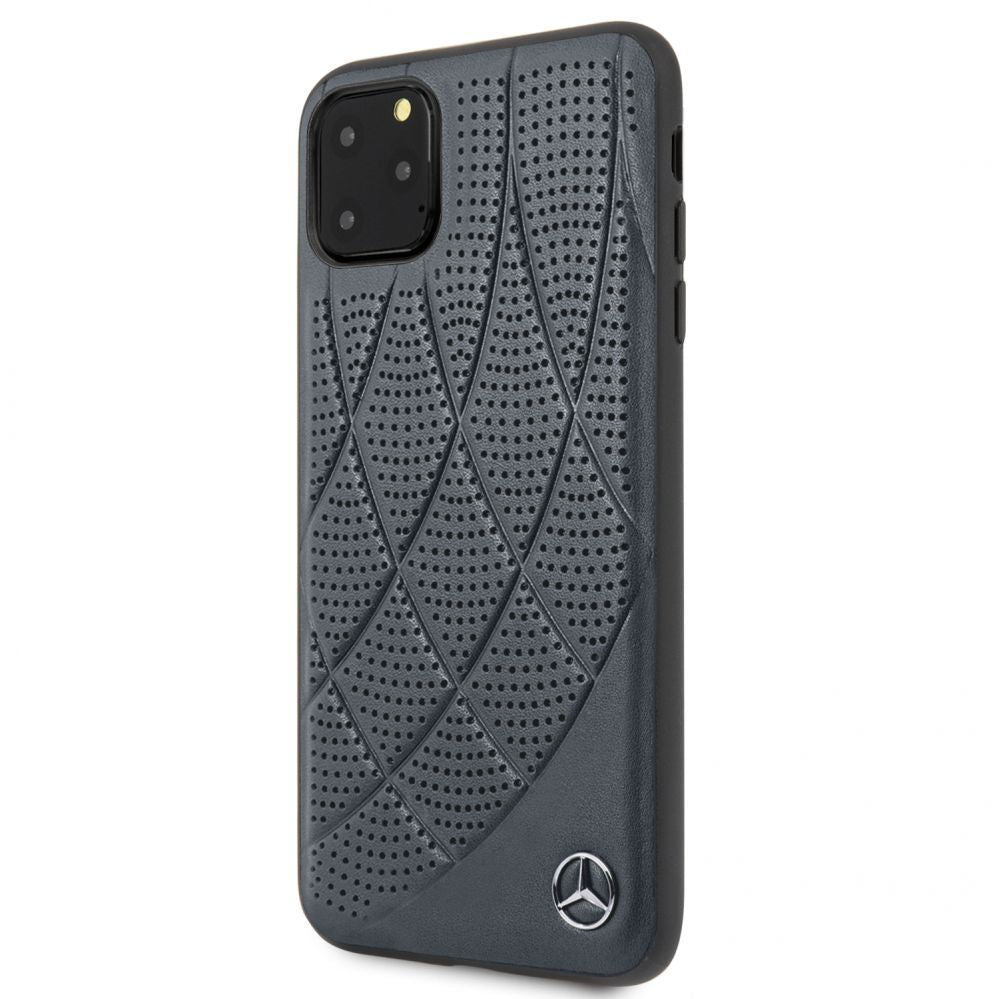 Back panel cover Mercedes-Benz Apple iPhone 11 Pro Max Quilted Genuine Leather Blue