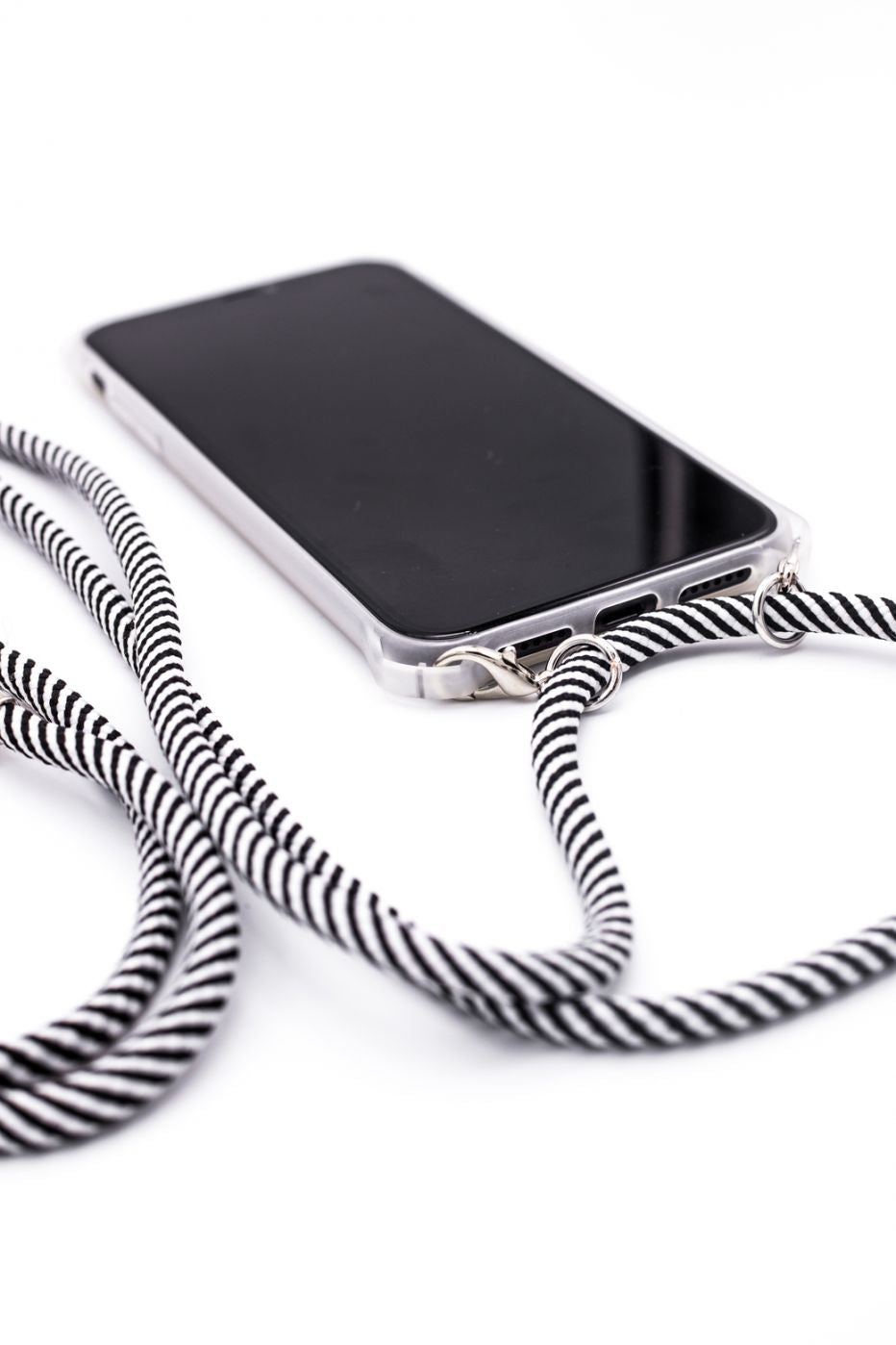 Tagakaaned Evelatus Samsung A50 Case with rope Black Stripes Transparent