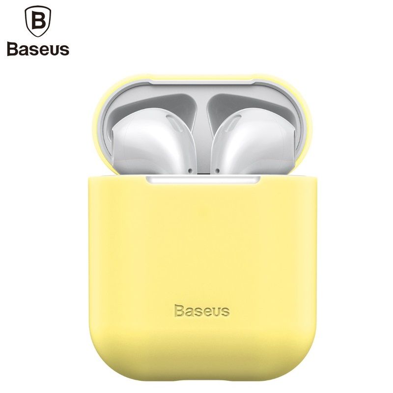 Tagakaaned Baseus Apple Silica Series Ultra-thin Silicone Protector Case for Airpods 1 / 2 Yellow