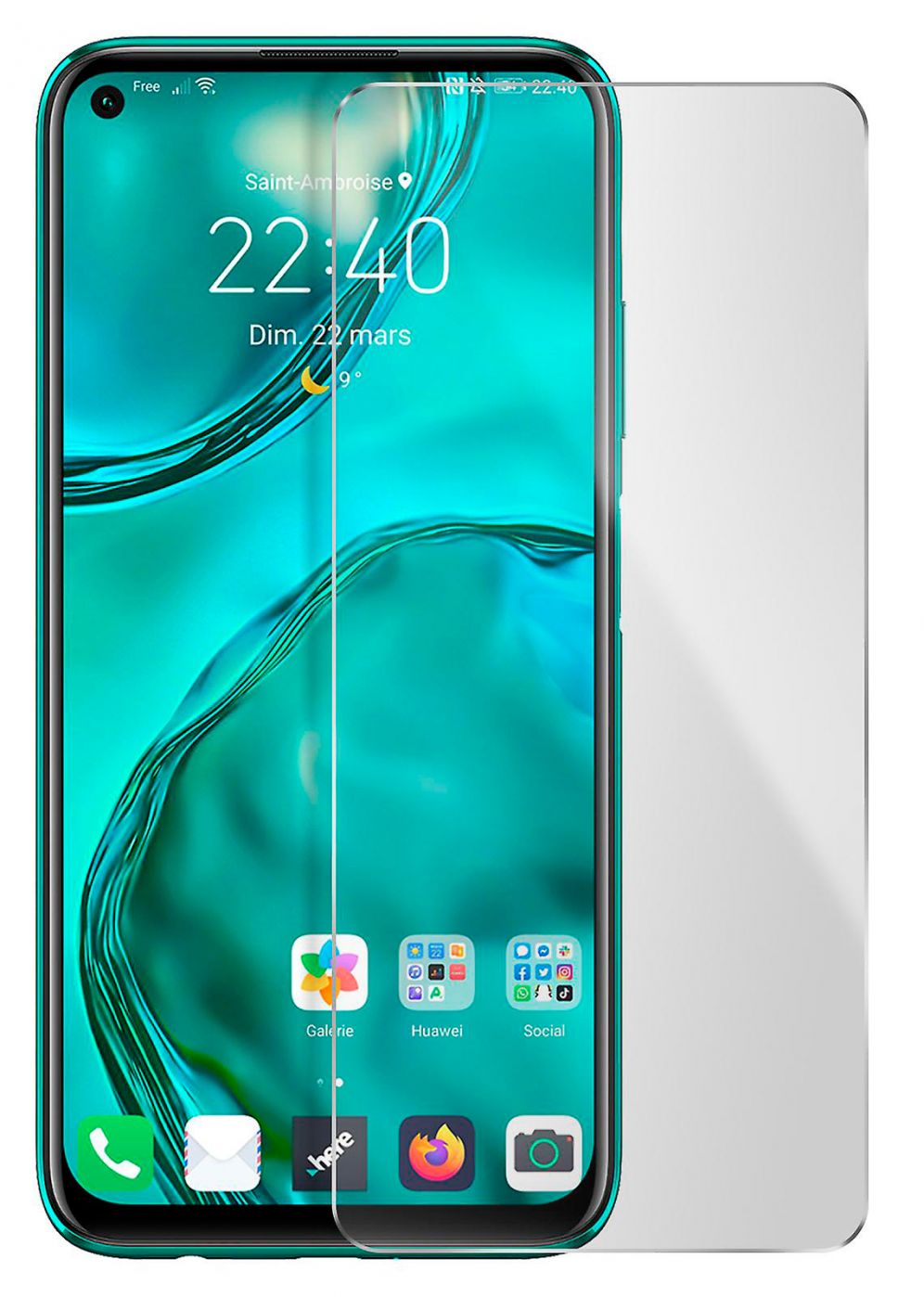 Protective glass Evelatus Huawei Huawei P40 lite 0.33 Flat Clear Glass Japan Glue Anti-Static