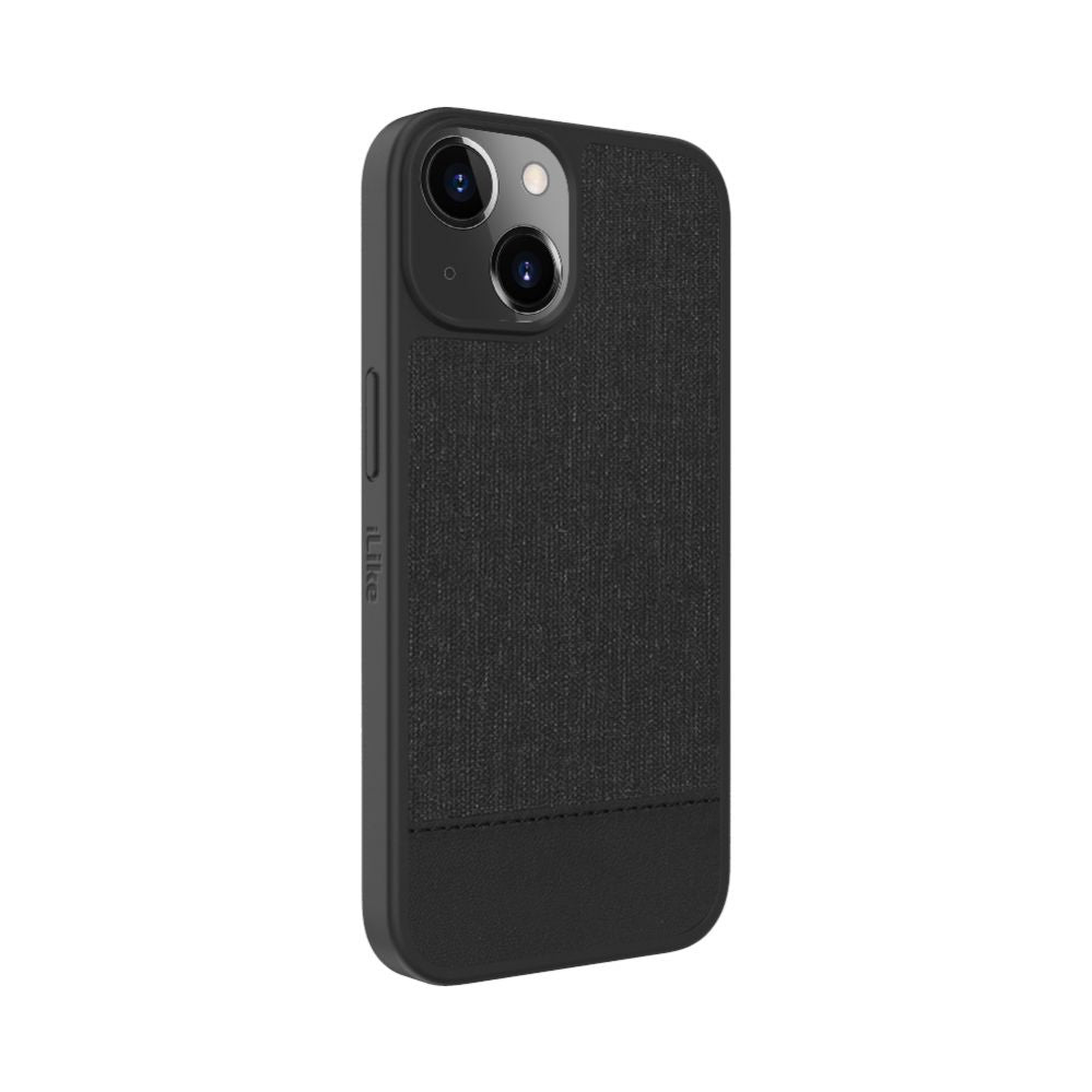 Tagakaaned iLike Apple iPhone 14 Plastic Leather Back Cover Black