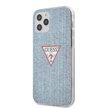 Back panel cover Guess - iPhone 12 Pro Max PC/TPU Denim Triangle Cover Light Blue