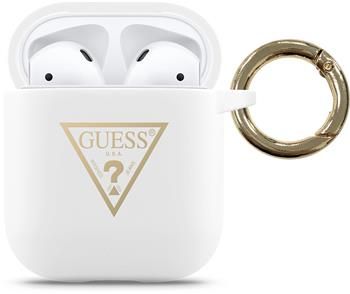 Headphone case Guess Apple AirPods Triangle Silicone Case White
