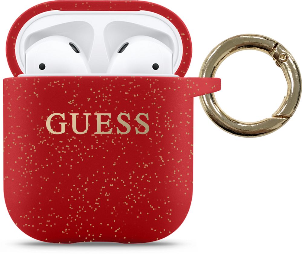 Headphone case Guess  Airpods Pro Glitter Silicone Case Red