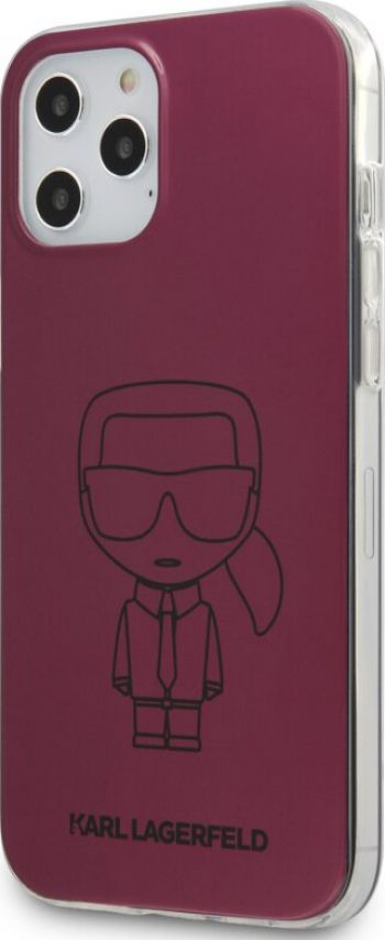 Back panel cover Karl Lagerfeld Apple iPhone 12/12 Pro 6.1'' PC/TPU Metallic Iconic Outline Cover Dark Pink