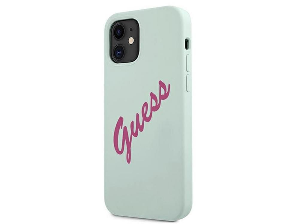 Back panel cover Guess Apple iPhone 12 Mini 5.4'' Vintage Fuschia Script Cover Blue