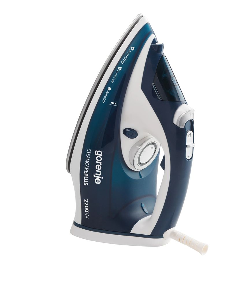 Утюг GORENJE  Steam Iron SIH2200TQC Steam Iron, 2200 W, Water tank capacity 300 ml, Continuous steam 30 g/min, Blue/White, Auto power off