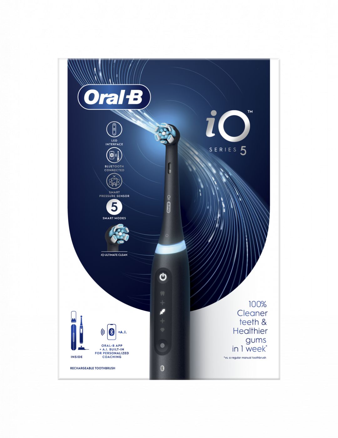 Зубная щётка Oral-B  Electric Toothbrush iO5 Rechargeable, For adults, Number of brush heads included 1, Matt Black, Number of teeth brushing modes 5