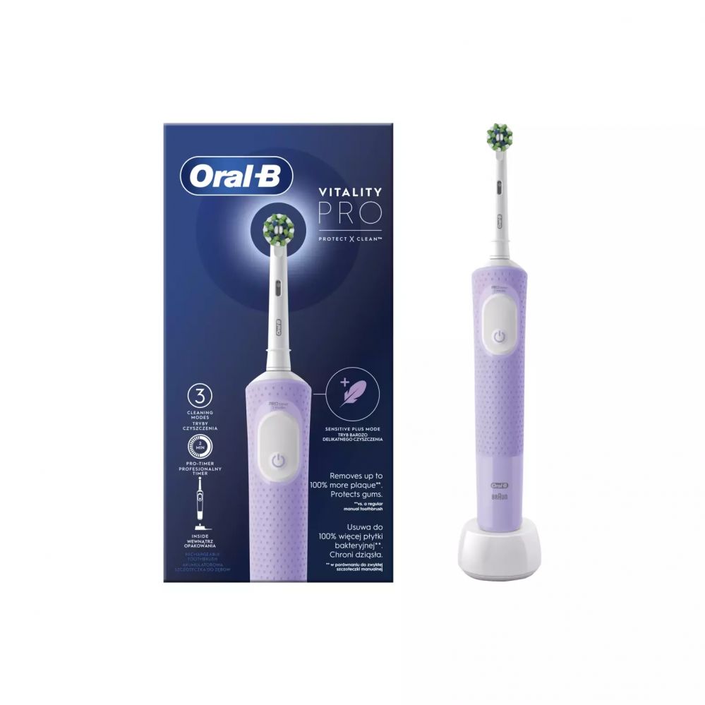Hambahari Oral-B  Electric Toothbrush D103 Vitality Pro Rechargeable, For adults, Number of brush heads included 1, Lilac Mist, Number of teeth brushing modes 3