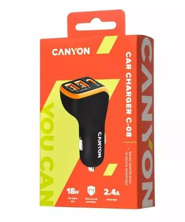 Autolaadijad Canyon  Universal 3xUSB car adapter Input 12V-24V Output DC Black