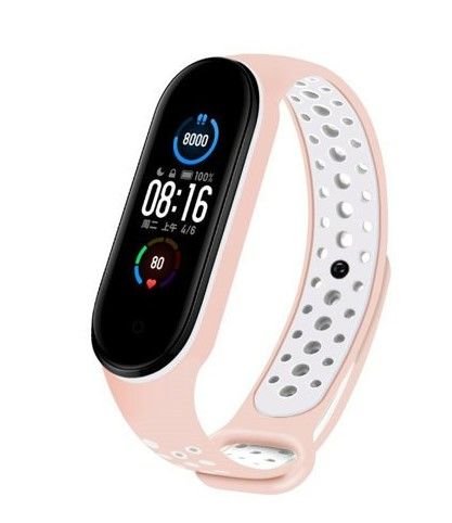 Rihm iLike  Silicone Wristband Strap for Xiaomi Mi Band 5 Dots Pink White