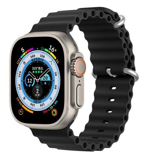 Rihm Dux Ducis Apple Silicone Strap for Apple Watch 42/44/45/46/49MM Black