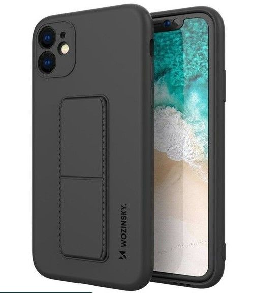Tagakaaned Wozinsky Apple iPhone 12 Pro Max silicone case with stand Black