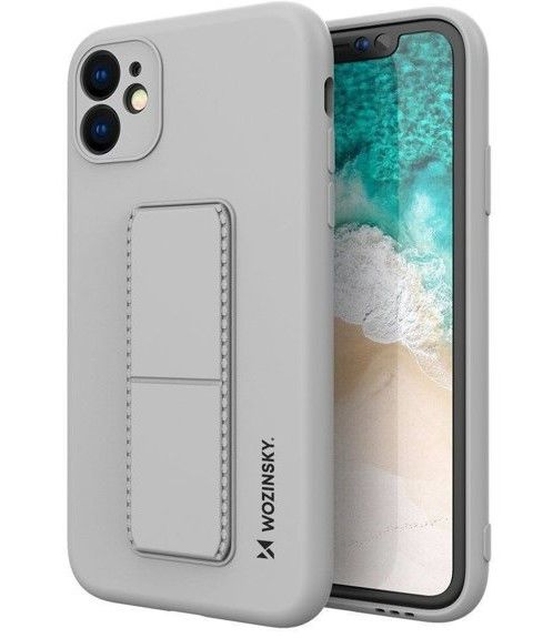 Tagakaaned Wozinsky Apple iPhone 12 Pro Max Kickstand Case silicone case with stand Silver