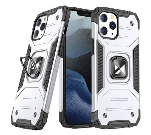 Tagakaaned Wozinsky Apple iPhone 13 Pro Max Ring Armor Case Kickstand Tough Rugged Cover Silver