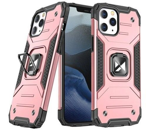 Tagakaaned Wozinsky Apple iPhone 13 Pro Ring Armor Case Kickstand Tough Rugged Pink