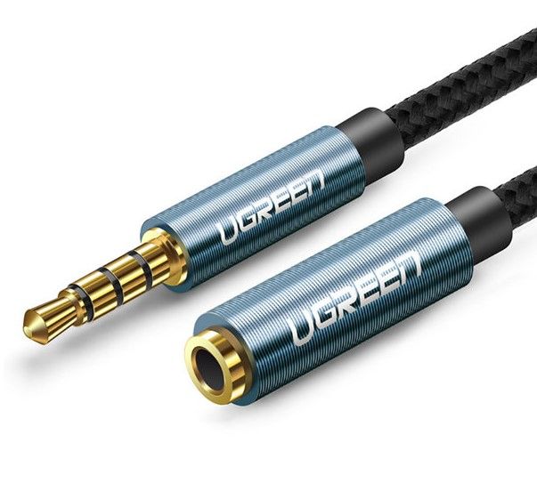 Переходник Ugreen Universal adapter mini jack 3.5mm 0.5m Blue